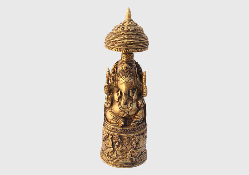 Elaborately Carved Brass Ganesha Statue ST395 - nepacrafts
