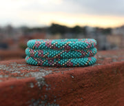 Green Czech Glass Beads Roll Bracelet from Nepal - nepacrafts