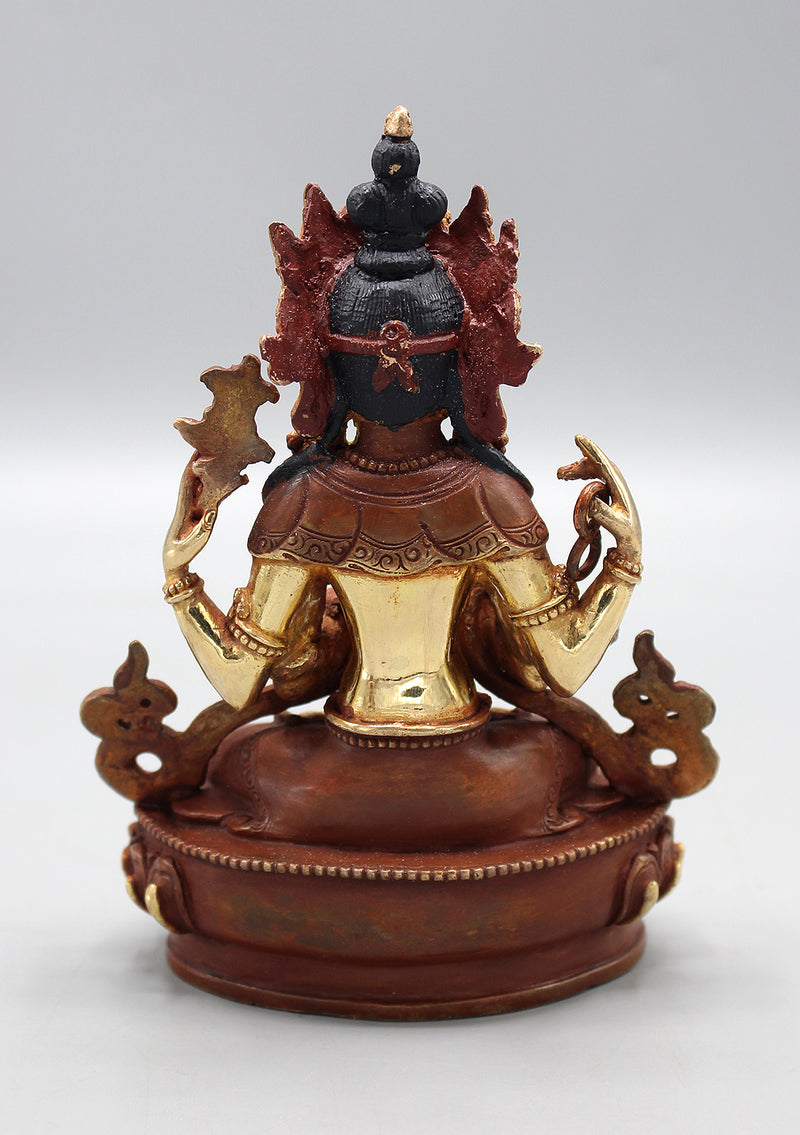 Partly Gold Plated Chenrezig-Avalokiteshwora Statue