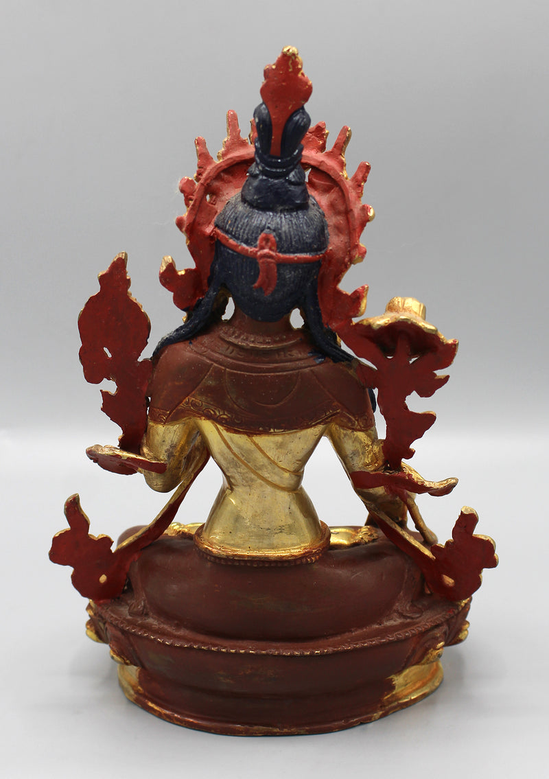 Partly Gold Plated Magical White Tara Statue 8" High SSST036