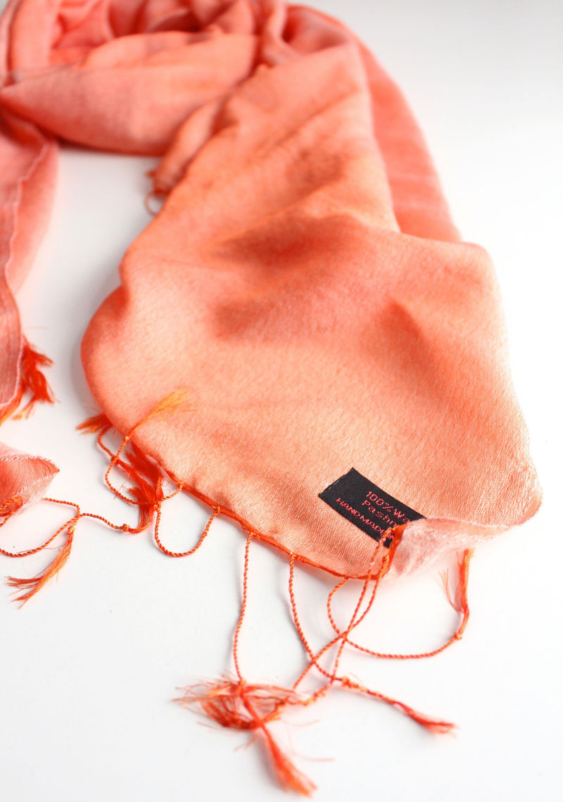 Silky Water Pashmina Stole-Flame Orange - nepacrafts