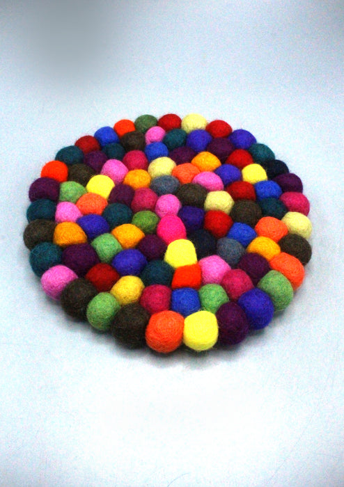 Multi Color Felt Ball Round Trivet