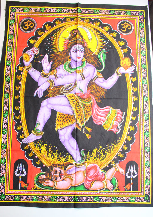 Hindu Lord Shiva Printed Cotton Tapestry Wall Hanging - nepacrafts