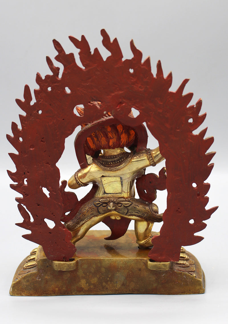 Partly Gold Plated 8" Vajrapani Statue-The Wrathful Deity - nepacrafts
