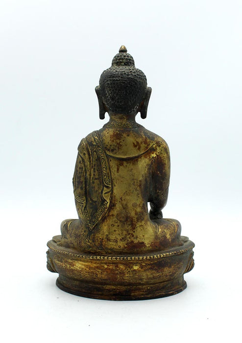 Antique Copper Shakyamuni Buddha Statue 8 Inch