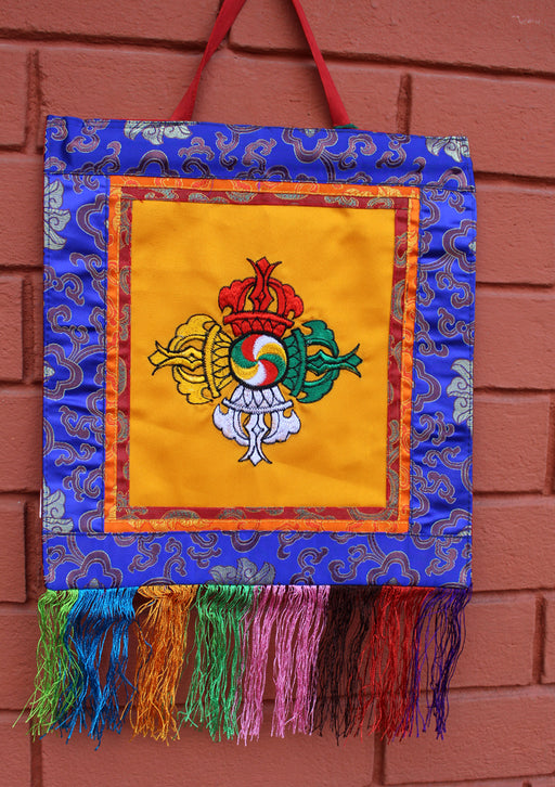 Double Dorjee Embroidery Wall Hanging - nepacrafts