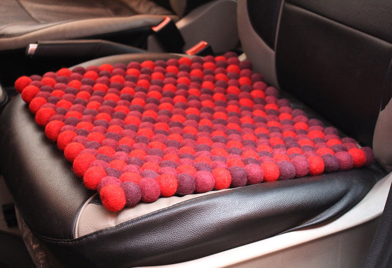 Red Shade Felt Balls Square Mat - nepacrafts