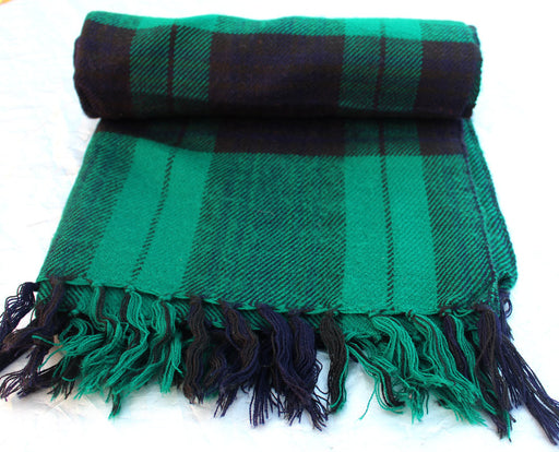 Check Yak Shawl Green - nepacrafts