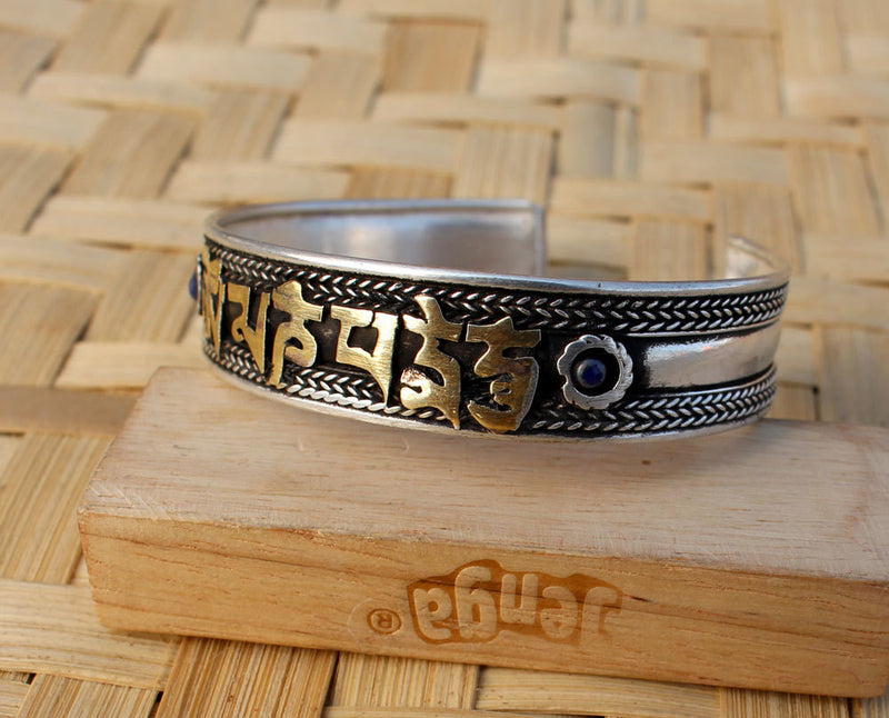 Om Mani Traditional Bracelet with Lapis - nepacrafts