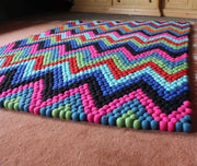 Rectangular Multicolor Felt Ball Rug - nepacrafts