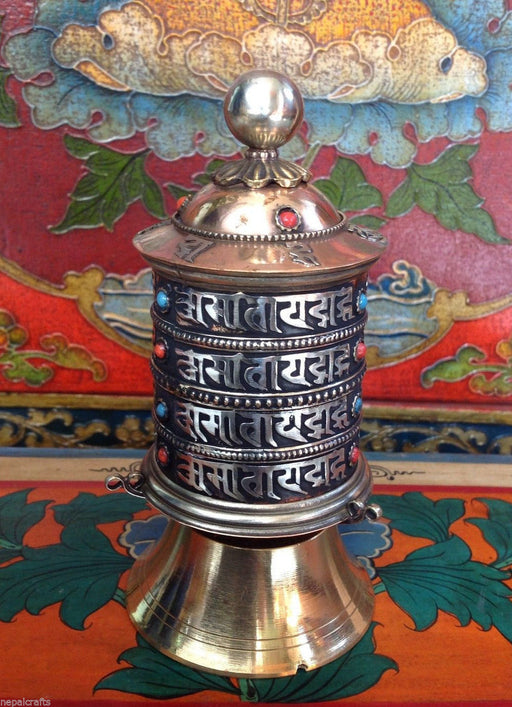 Copper 4 line Tibetan Desktop Prayer Wheel - nepacrafts
