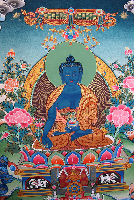Medicine Buddha Thangka Nepal 55x43cm - nepacrafts