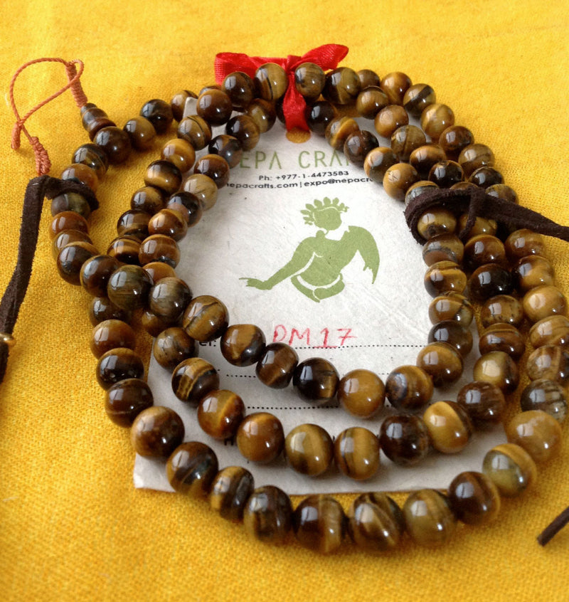 Tiger's Eye Prayer Mala with Counter - nepacrafts
