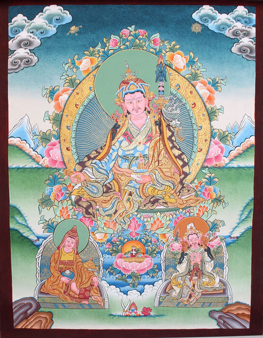 Traditional Buddhist Thangka of Guru Rinpoche 53X43cm - nepacrafts