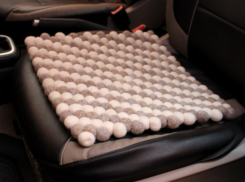 Gray and Black Felt Balls Woolen Mat and Rugs - nepacrafts