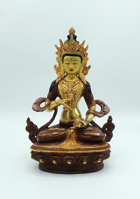 Partly Gold Plated Copper Bodhisattva Vajrasattva Statue 9"
