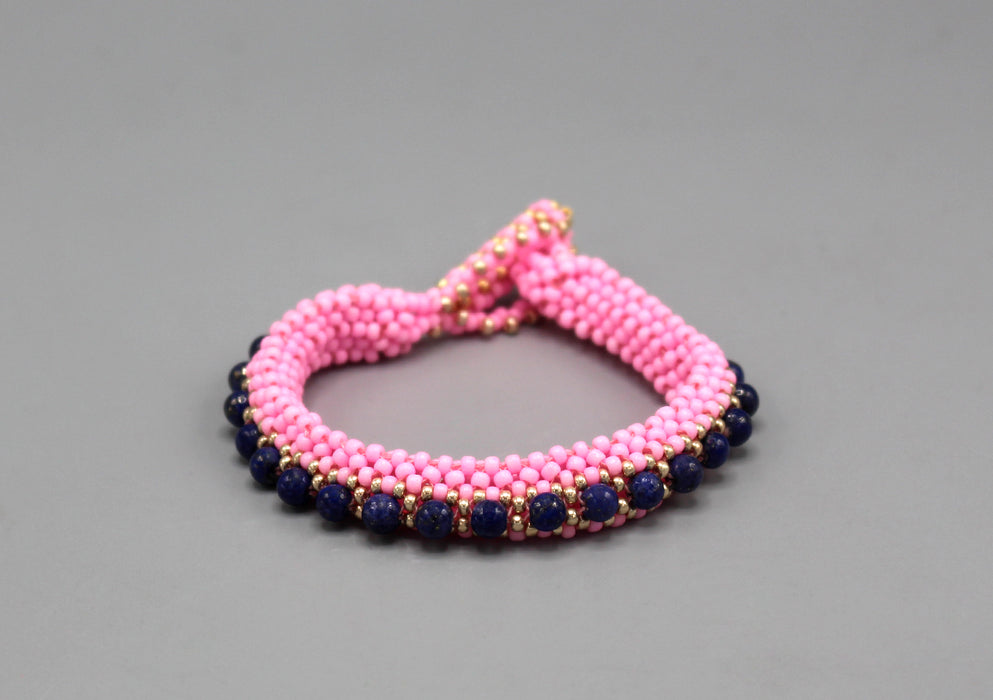 Purple and Pink Glass Beads Women's Bracelet - nepacrafts