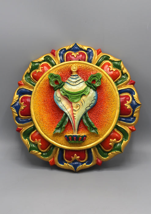 Auspicious Symbol Conch Clay Wall Hanging - nepacrafts