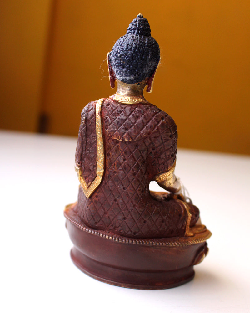 Check Carved Gold Plated Shakyamuni Buddha Statue 6" High - nepacrafts