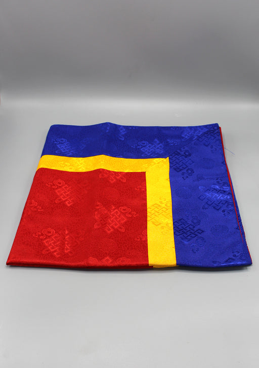 Red Silk Brocade Buddhist Endless Knot Altar Cloth - nepacrafts