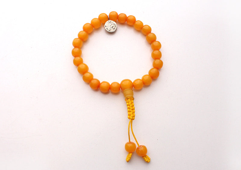 Faux Amber Beads Wrist Bracelet with Om Charm - nepacrafts