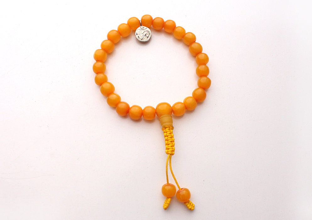 Faux Amber Beads Wrist Bracelet with Om Charm - nepacrafts