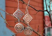Spiral Dangle Drop Desin Silver Earrings - nepacrafts