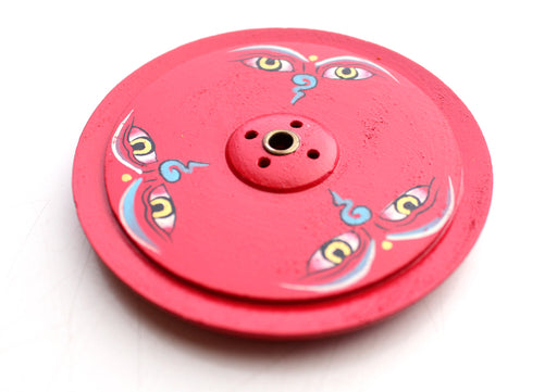 Buddha Eye Painted Flat Wooden Incense Burner - nepacrafts