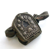Hand Carved White Metal Green Tara Ghau Pendant - nepacrafts