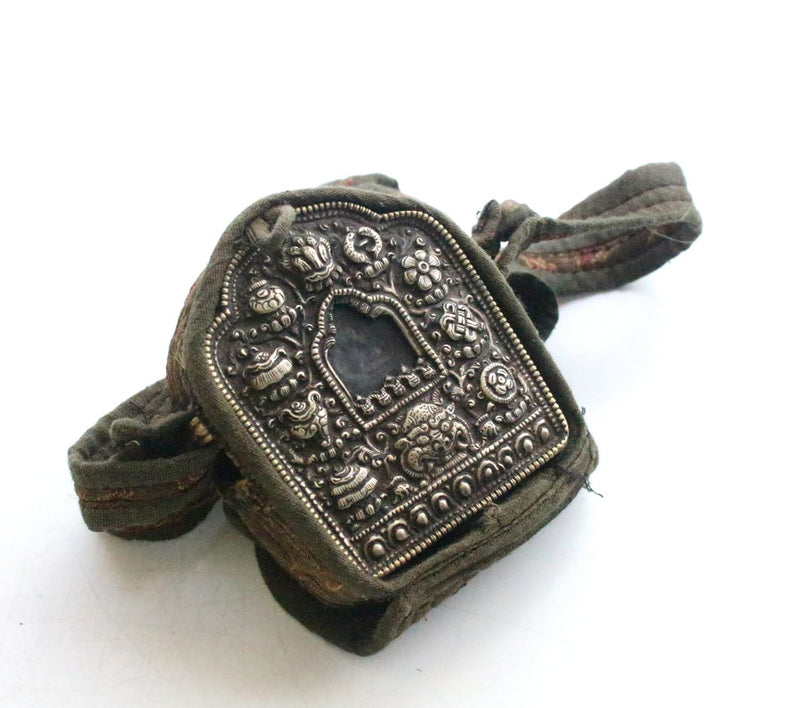 Hand Carved White Metal Green Tara Ghau Pendant - nepacrafts
