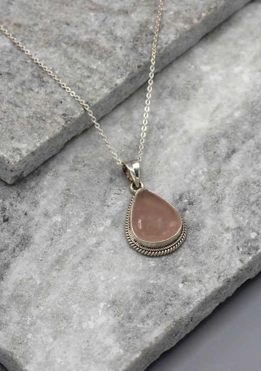 Tear Drop Shaped Milky Moonstone Sterling Silver Pendant - nepacrafts