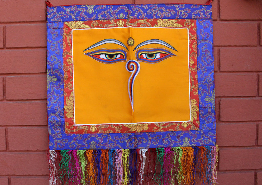 Wisdom Buddha Eyes Embroidery Wall Hanging - nepacrafts
