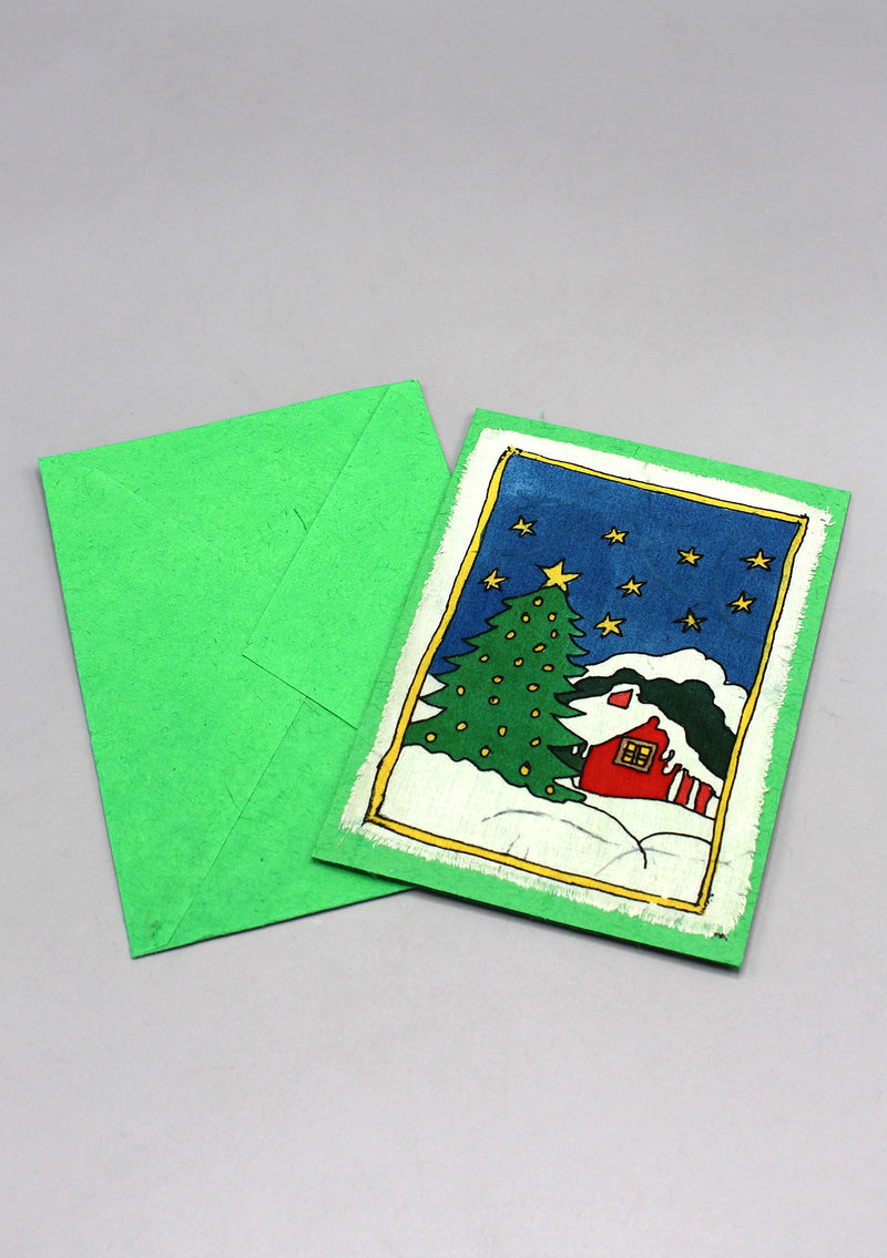 Fair Trade Batik Christmas Tree Greetings Card