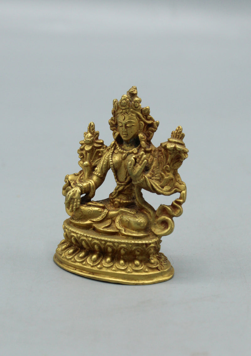 Gold Plated Mini WhiteTara Statue