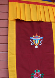 Polyester Silk Fabric Tibetan Lucky 8 Auspicious Symbol Embroidered Door Curtain - nepacrafts