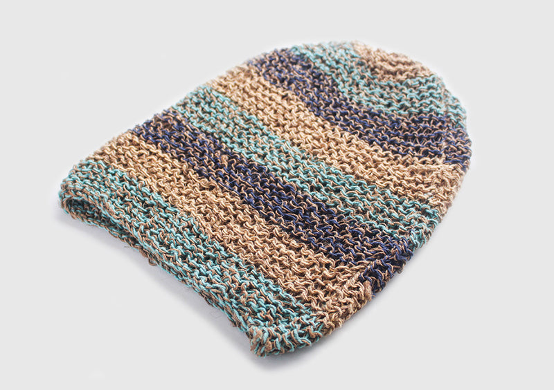 Classic Blue and Gray Mulicolor lining Hemp Cap, Hemp Unisex Beanie - nepacrafts