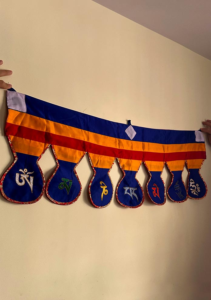 Multicolored Om Mani Wall Hanging Horizontal Banner
