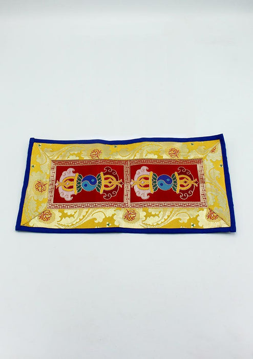 Tibetan Double Dorje With Yellow Brocade Altar Cloth (Yellow)