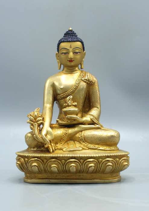 Gold Plated  High Quality Medicine Buddha Statue 5.5" H