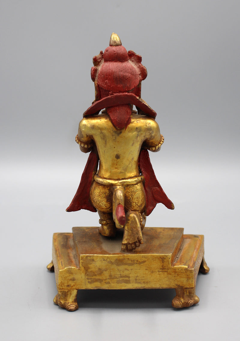 Gold Plated Kneeling Hanuman Statue - nepacrafts