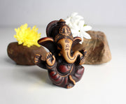 Four Armed Baby Ganesh Resin Statue 2.5" with Red Patina - nepacrafts