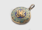 Tibetan Symbol Embossed White Metal Pendant - nepacrafts