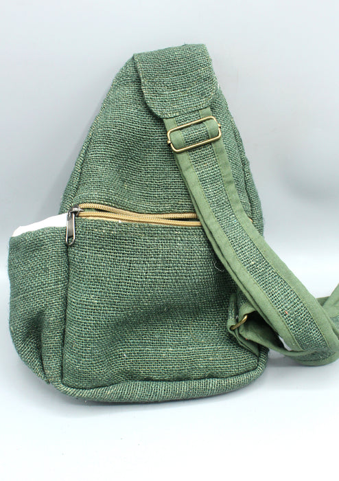 Hemp and Cotton Mix Mono Colored Cross Body Sling Bag
