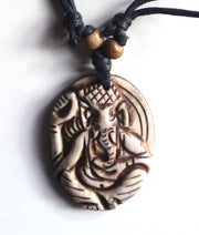 Hand Crafted White Ganesh Bone Pendant Necklace - nepacrafts