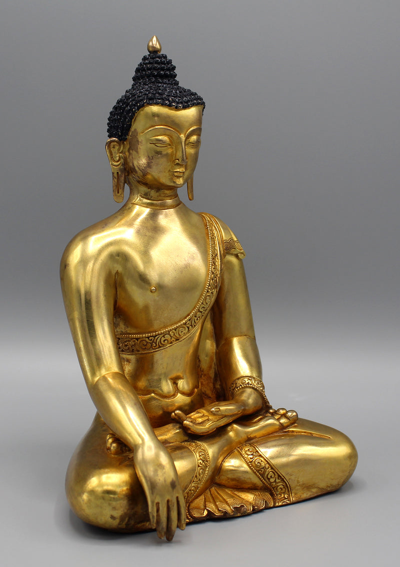 Shakyamuni Buddha Fully Gold Plated Statue - nepacrafts