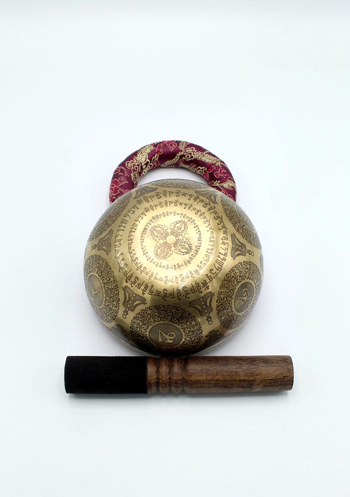 Medicine Buddha Dorjee Etched Fine Arts  Singing Bowl- 6 inch