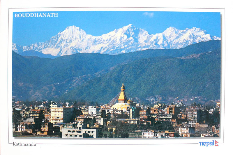 Boudhanath Stupa with Ganesh Himal Postcard Nepal - nepacrafts