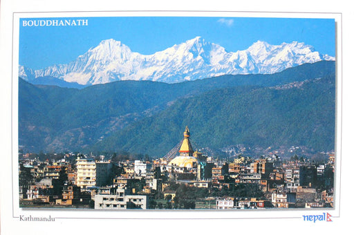Boudhanath Stupa with Ganesh Himal Postcard Nepal - nepacrafts