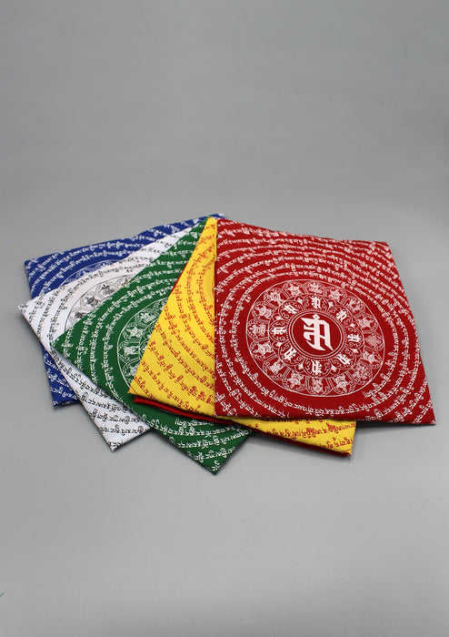 Green Color Namgyalma Powerful Mantra Printed Cotton Prayer Flags