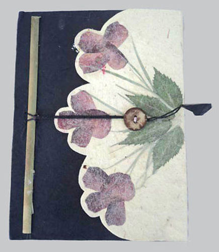 Leaf Design Lokta Paper Journal Books, Natural Blank Diaries - nepacrafts